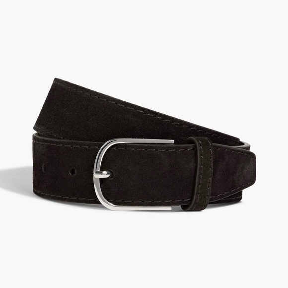 Toteme Accessories - TOTEME Bold Wide Trouser Belt in Suede Espresso Dark Brown Size 80